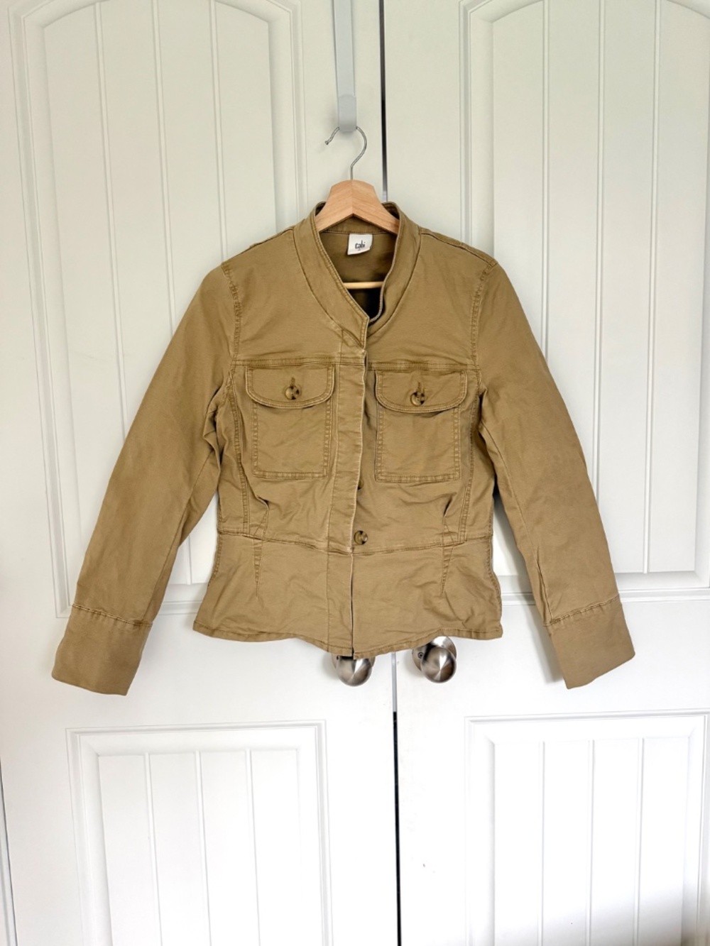 CAbi Camp Jacket Style 5477 Beige Utility Peplum Jacket Size M